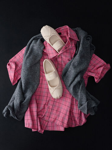 Winona Bow Furry-Strap Mary Jane Flats, Chalk, hi-res