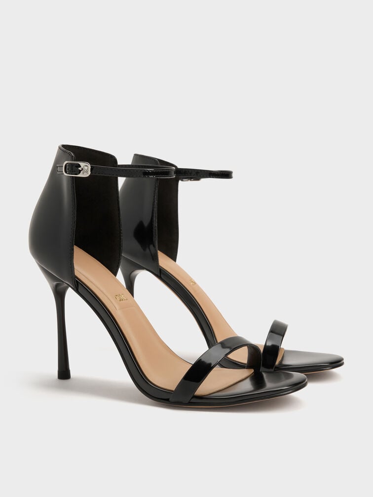 Kyra Leather Stiletto Sandals, Black Box, hi-res