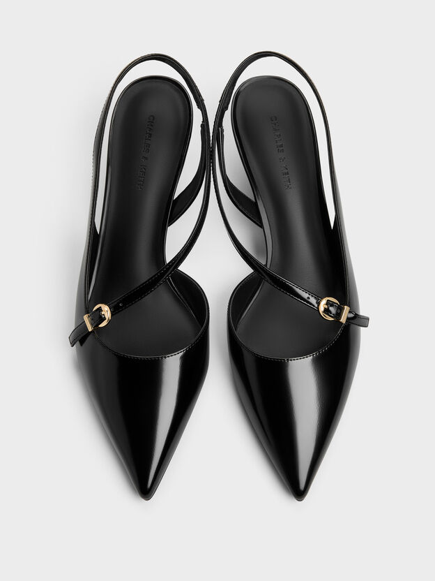 Asymmetric D'Orsay Slingback Pumps, Black Box, hi-res