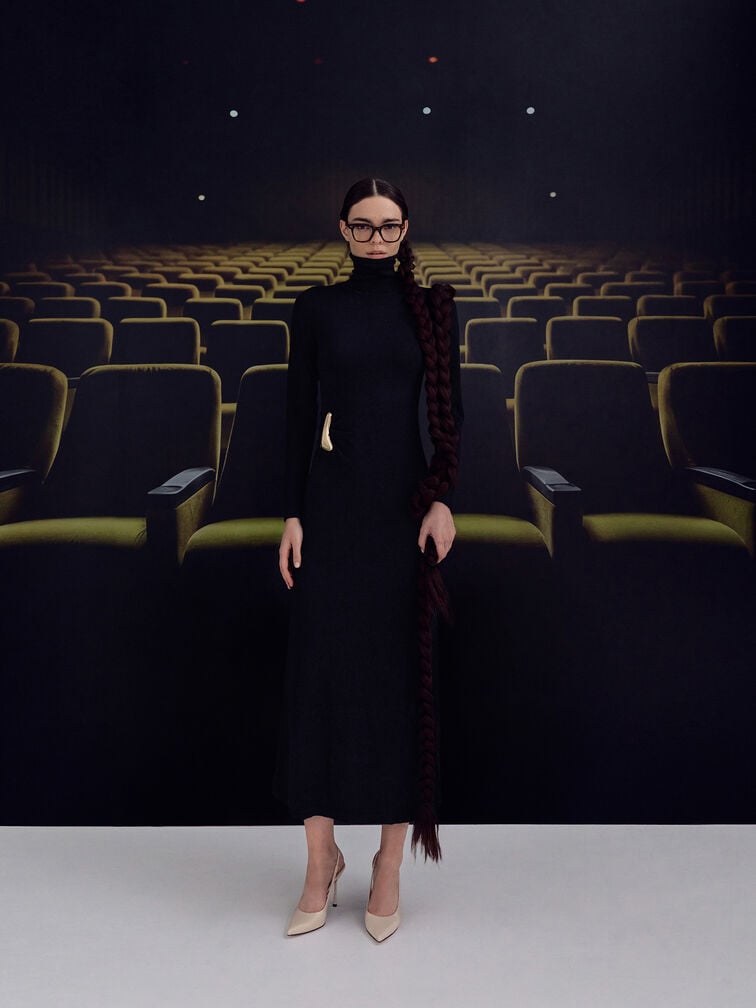 Leather Slingback Stiletto Pumps, Oat, hi-res