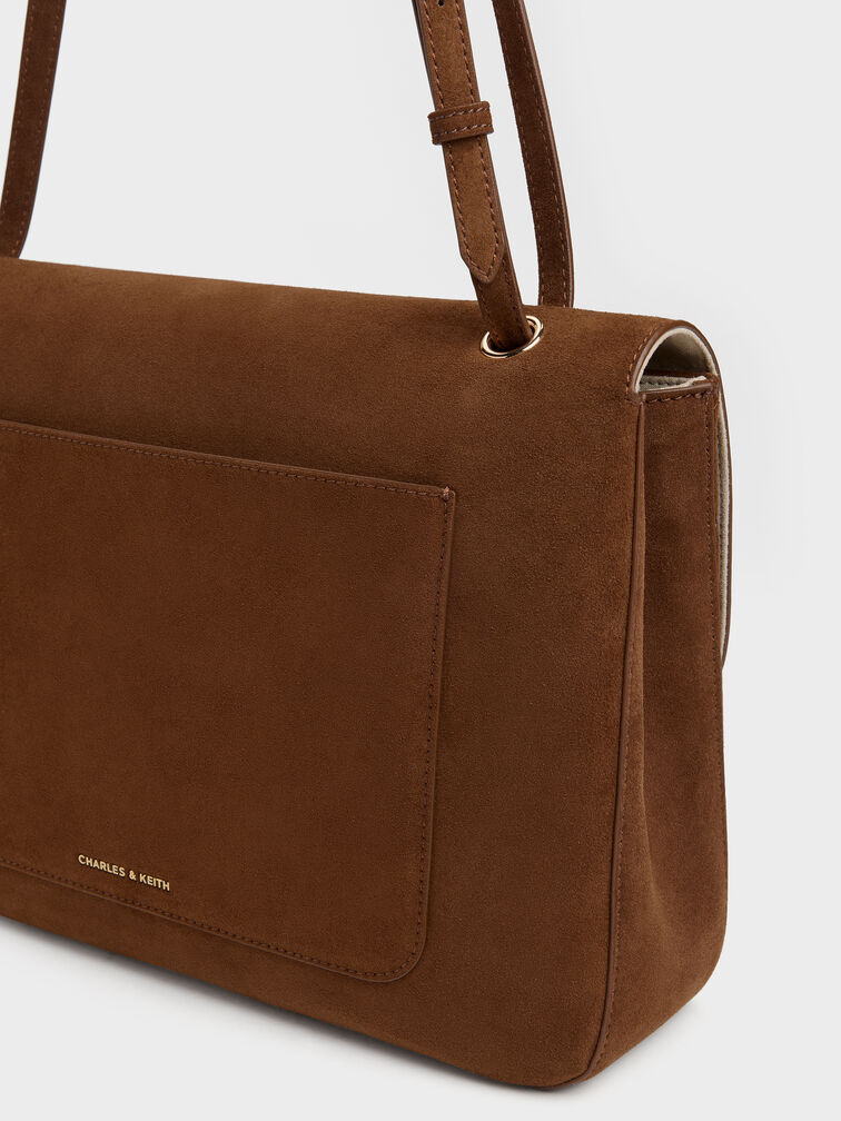 Connie Quilted Shoulder Bag, Pecan Brown, hi-res