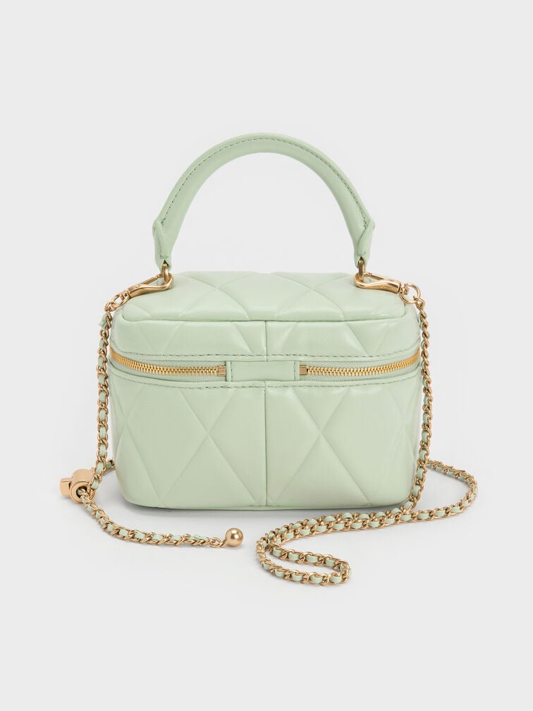 Arwen Quilted Top Handle Vanity Bag, Mint Green, hi-res