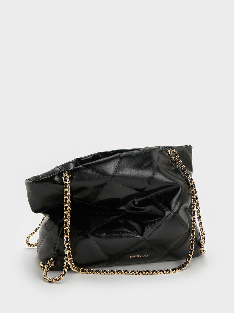 Apfra Quilted Chain-Embellished Tote Bag, Black, hi-res