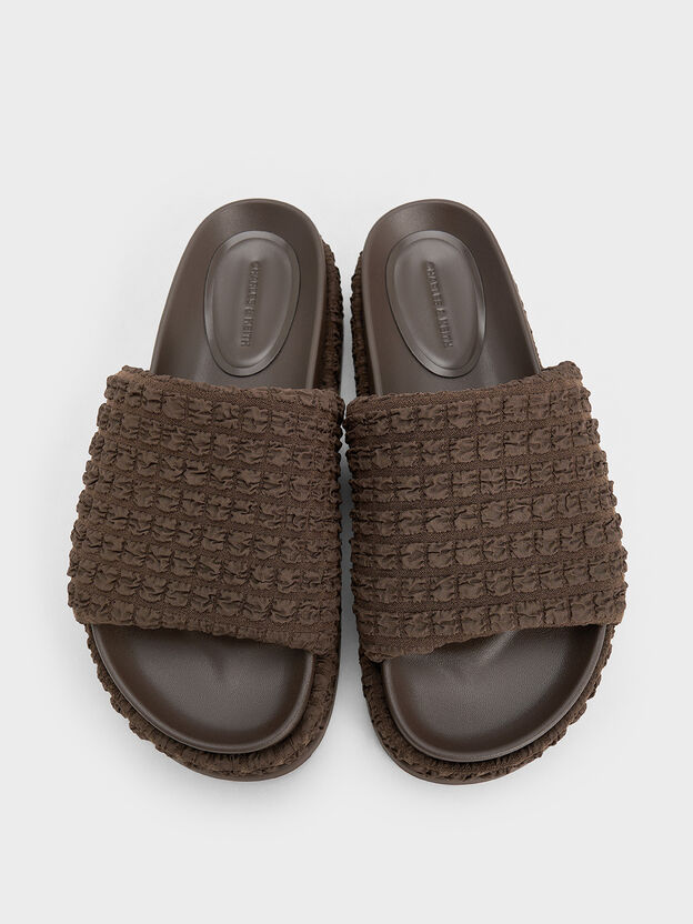 Loren Textured Platform Sandals, Dark Brown, hi-res
