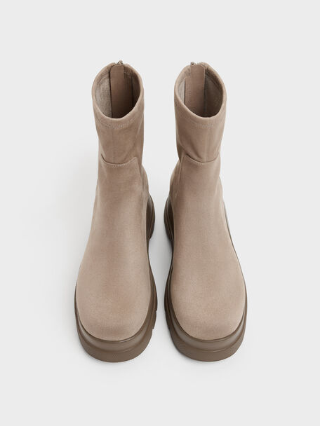Leoi Faux Suede Chunky Ankle Boots, Taupe, hi-res