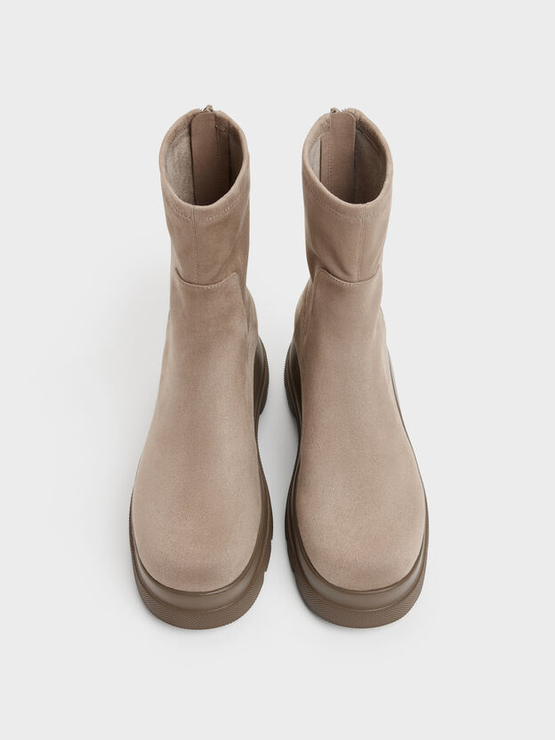 Leoi Faux Suede Chunky Ankle Boots, Taupe, hi-res