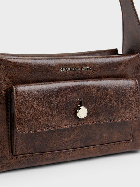 Zevon Multi-Pocket Shoulder Bag, Distressed Coffee, hi-res