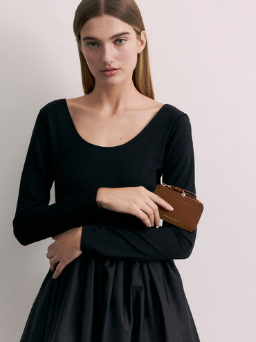 Everleigh Zip-Around Card Holder, Chocolate, hi-res