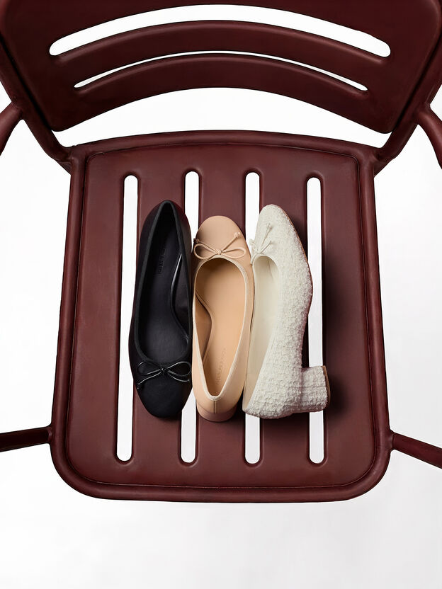Tweed Bow Ballet Pumps, Multi, hi-res