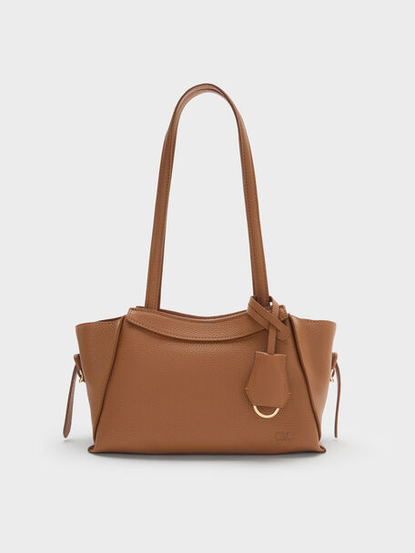 Leather Trapeze Tote Bag, Cinnamon Tan, hi-res