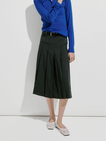 Mesh Square-Toe Bow Ballet Flats, White, hi-res