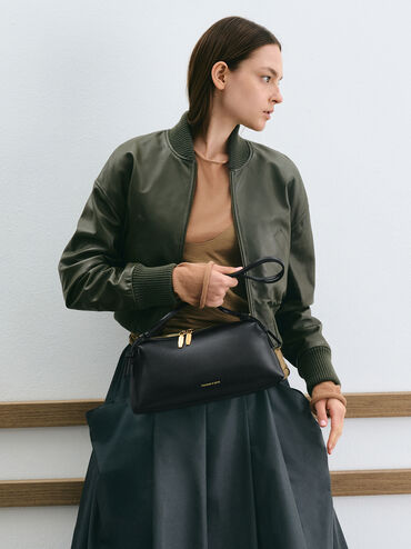 Deyna Double-Strap Shoulder Bag, Black, hi-res