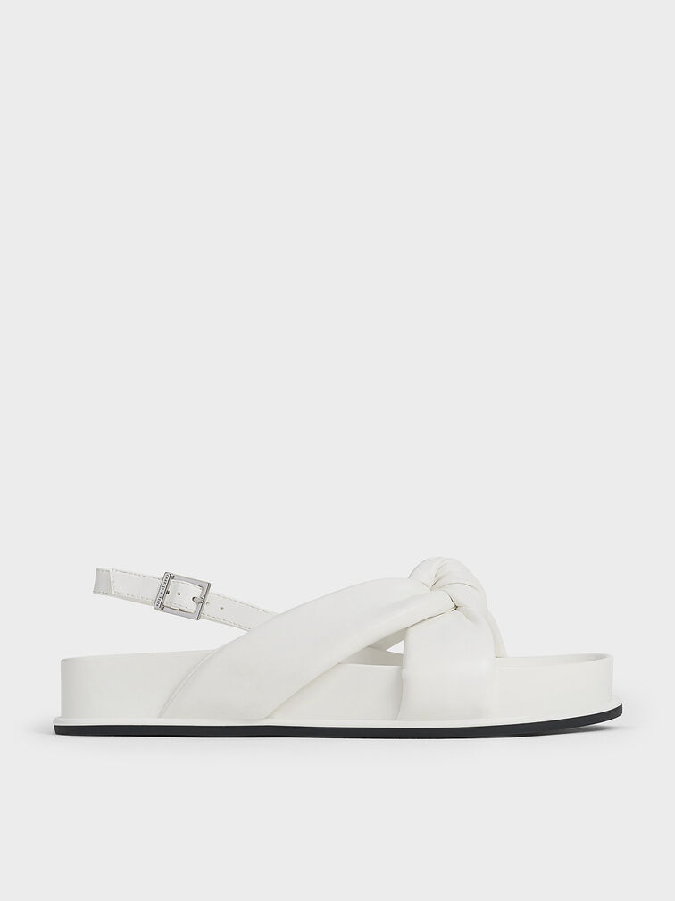 Rosetta Knotted Puffy Sandals, White, hi-res