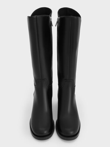 Masei Grommet-Strap Knee-High Boots, Black, hi-res