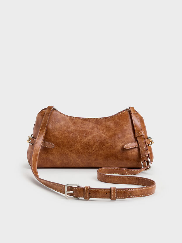 Delfina Chain Side-Belt Shoulder Bag, Distressed Tan, hi-res
