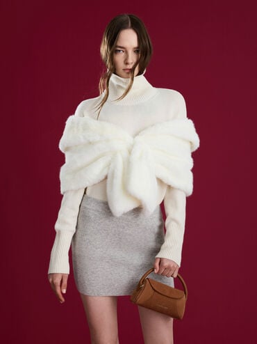 Girls' Nelly Recycled Suede & Corduroy Top Handle Bag, Brown, hi-res