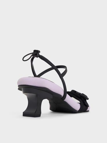 Nylon Wave-Edge Sculptural-Heel Sandals, Lilac, hi-res