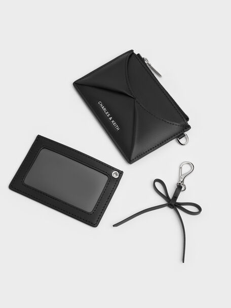 Hazel Bow Panelled Card Holder, Noir, hi-res