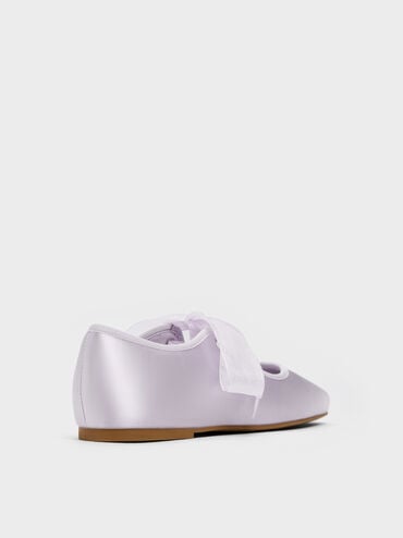 Camila Satin Mary Jane Flats, Lilac, hi-res
