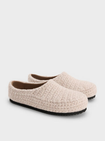 Crochet Flat Mules, Chalk, hi-res