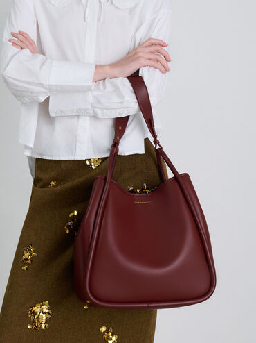 Lyla Tubular Slouchy Tote Bag, Mulberry Plum, hi-res