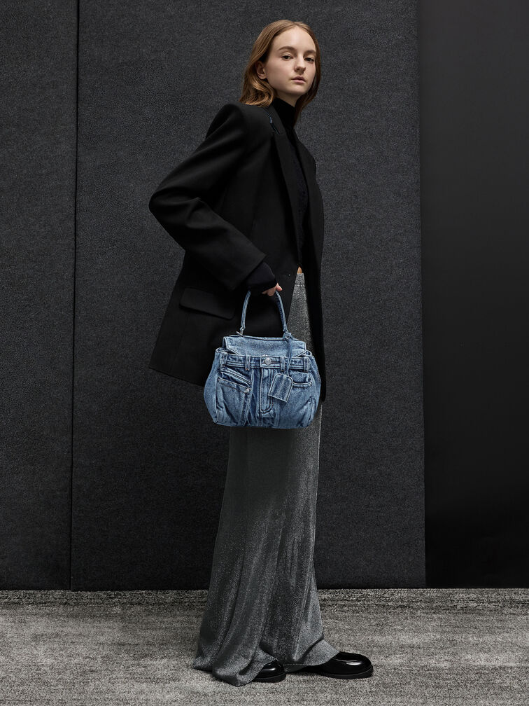 Arita Denim Jeans Top Handle Bag, Denim Blue, hi-res