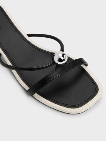 Georgie Metal-Ball Heeled Mules, Black, hi-res