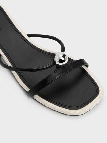 Georgie Metal-Ball Heeled Mules, Black, hi-res