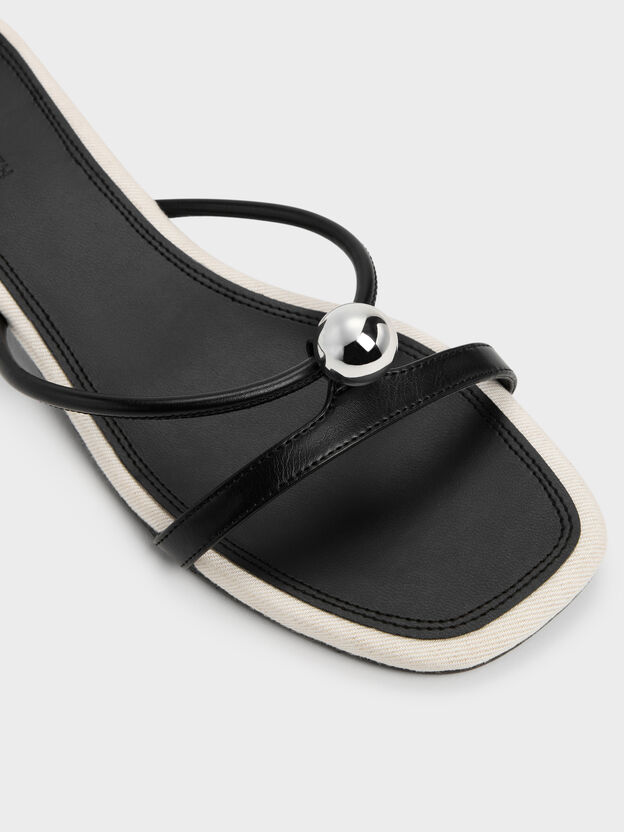 Georgie Metal-Ball Heeled Mules, Black, hi-res