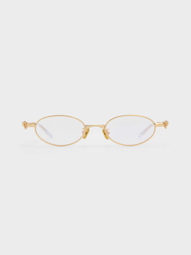 Paige Bow Crystal Clear Sunglasses, Brush Gold, hi-res
