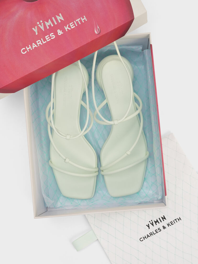 Strappy Tie-Around Sandals & Fruit Charms Set, Mint Sorbet, hi-res