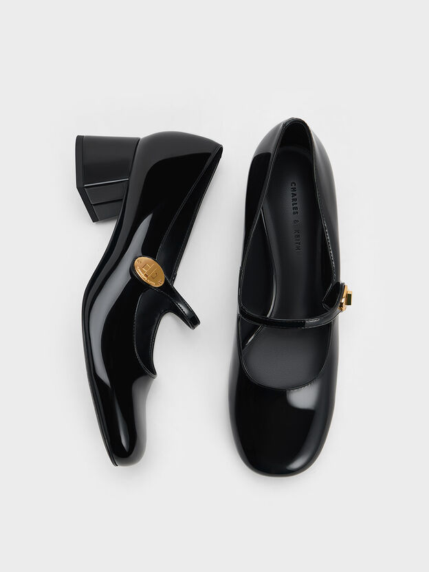 Hettie Patent Mary Jane Pumps, Black Patent, hi-res