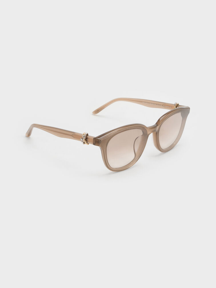 Roux Crystal Square Sunglasses, Sand, hi-res