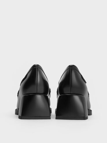 Penny Loafer Trapeze-Heel Pumps, Black Box, hi-res