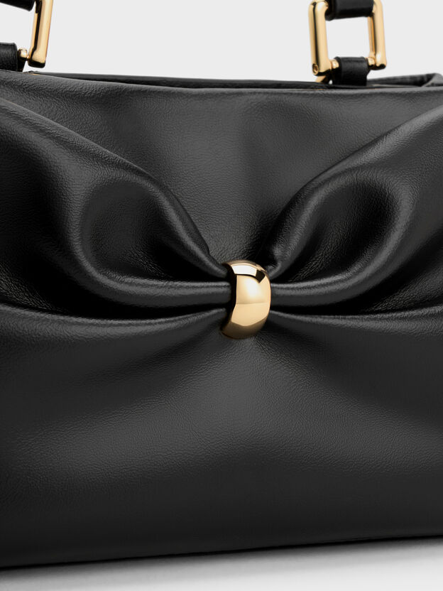 Halsey Ruched Top Handle Bag, Black, hi-res