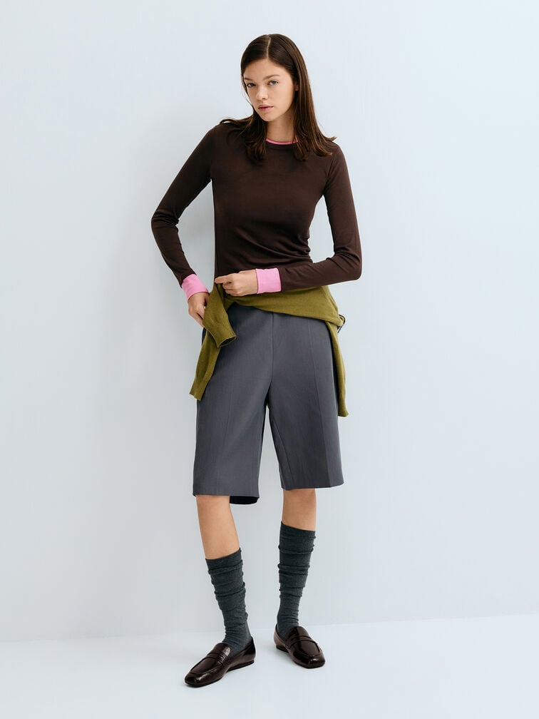 Crinkle-Effect Penny Loafers, Dark Brown, hi-res