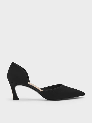 Kerra Twill Pointed D'Orsay Pumps, Black Textured, hi-res