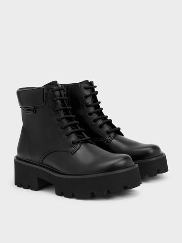 Ripley Ridged-Sole Ankle Boots, Black2, hi-res
