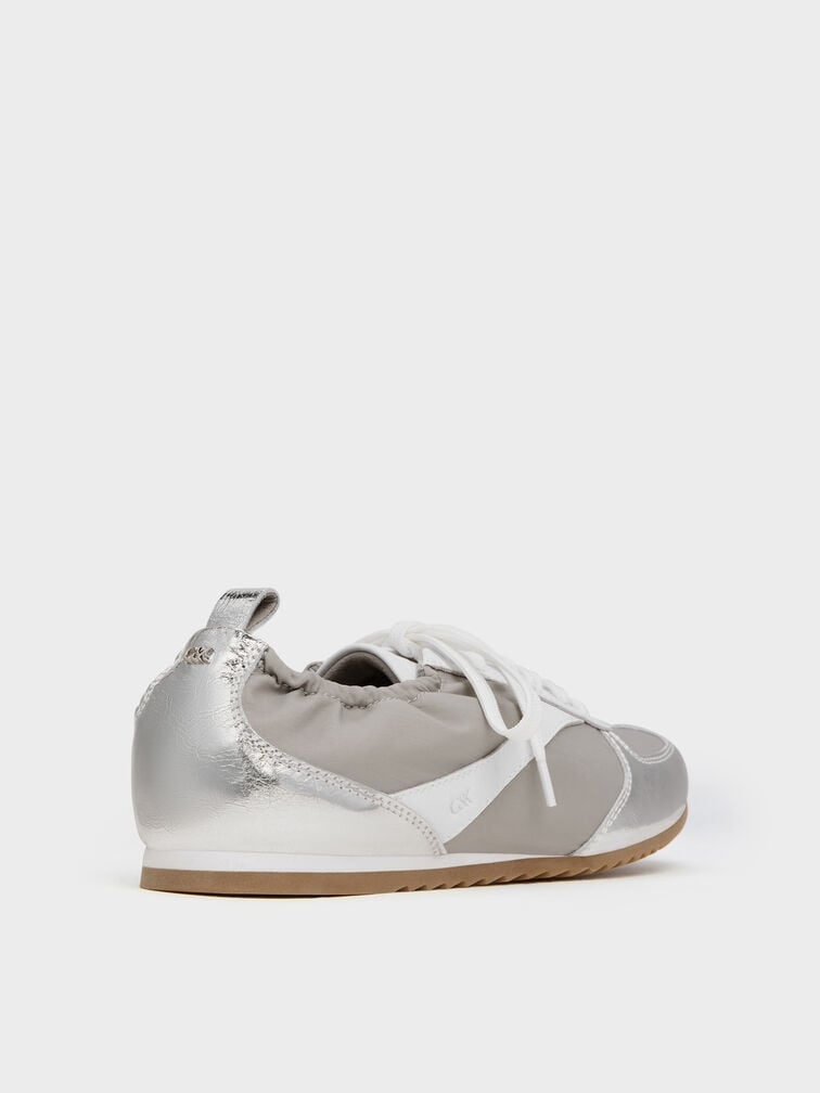 Jace Recycled Leather Metallic Sneakers, Silver, hi-res