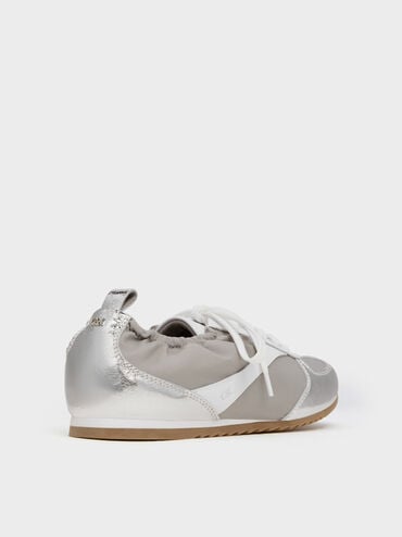 Jace Recycled Leather Metallic Sneakers, Silver, hi-res