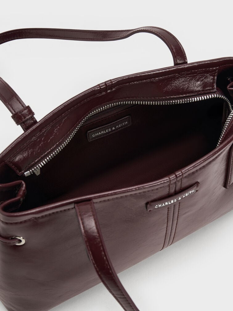 Noane Elongated-Handle Shoulder Bag, Wineberry Red, hi-res