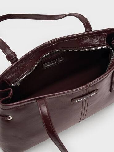 Noane Elongated-Handle Shoulder Bag, Wineberry Red, hi-res