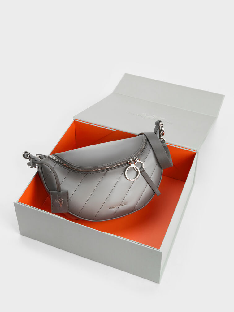 Philomena Half-Moon Crossbody Bag, Grey, hi-res