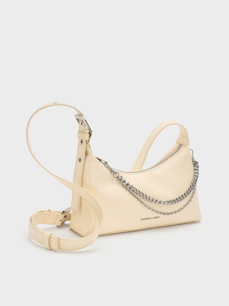 Atwood Chain-Embellished Shoulder Bag, Butter Yellow, hi-res