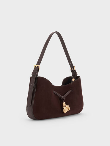 Mila Recycled Suede Shoulder Bag, Espresso Brown, hi-res