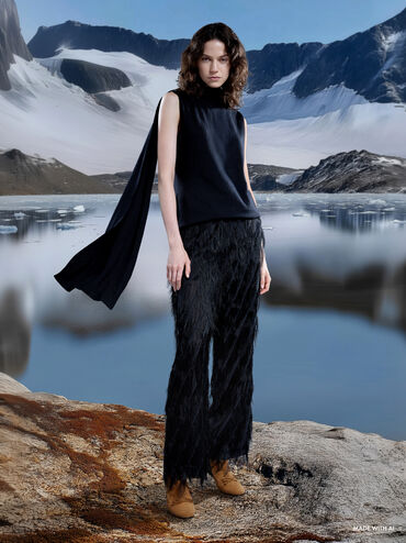 Aretha Suede Bow Kitten-Heel Calf Boots, Brown, hi-res