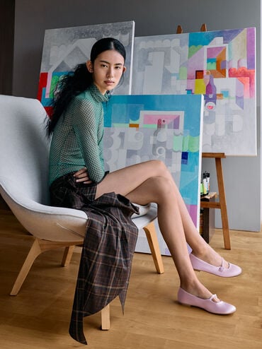 Orinda Knot-Pearl Mary Jane Flats, Light Pink, hi-res