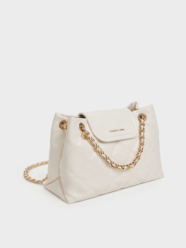 Apfra Quilted Shoulder Bag, Cream, hi-res