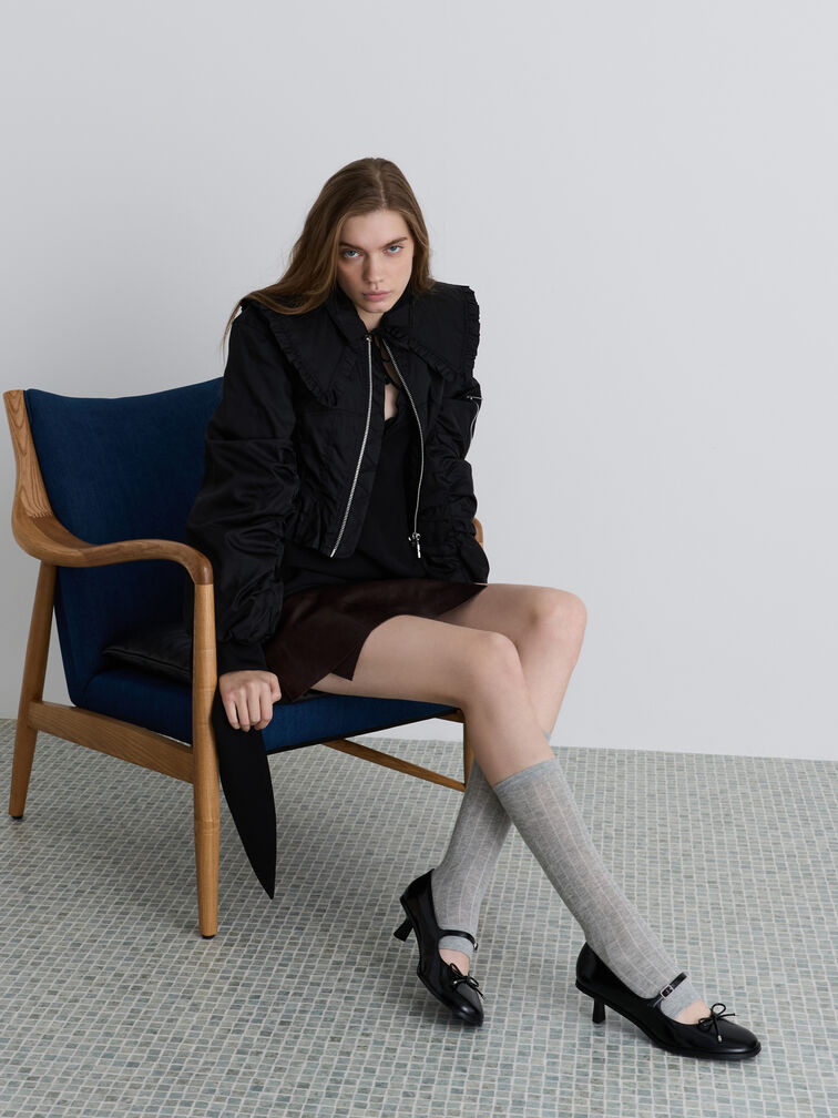 Wendy Bow Kitten-Heel Mary Jane Pumps, Black Box, hi-res