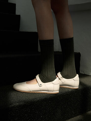 Jace Leather Mary Jane Sneakers, Chalk, hi-res